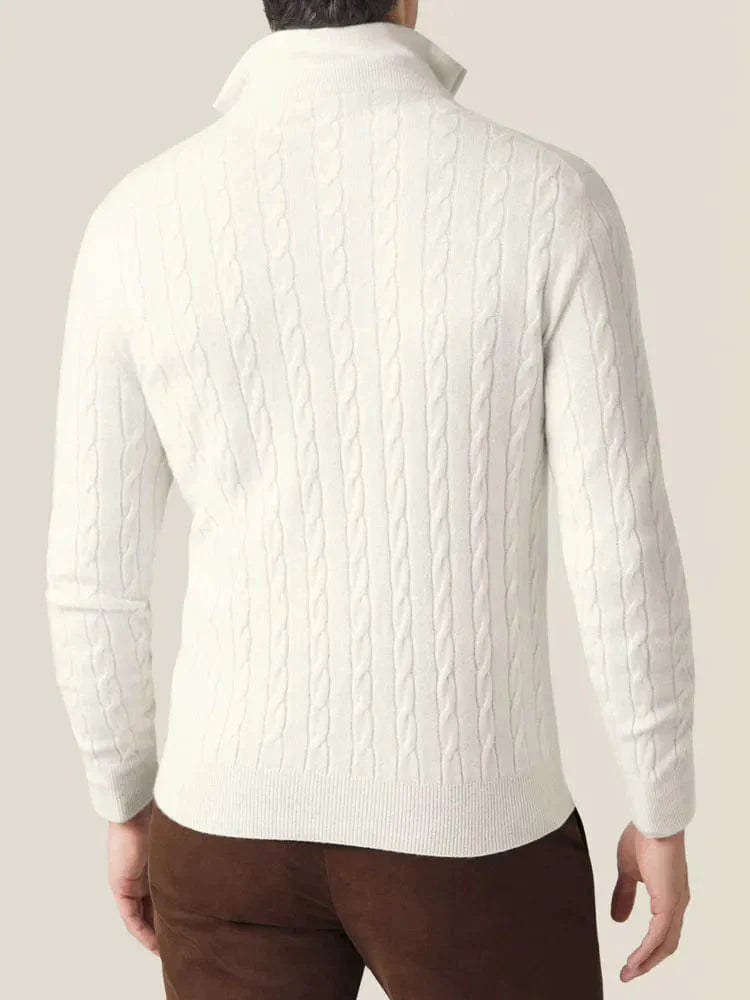 Sweter z zamkiem błyskawicznym w splocie kablowym dla mężczyzn