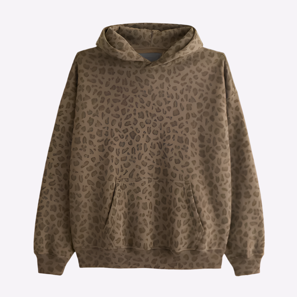 Casual Streetwear | Luźna bluza z kapturem w panterkę 0