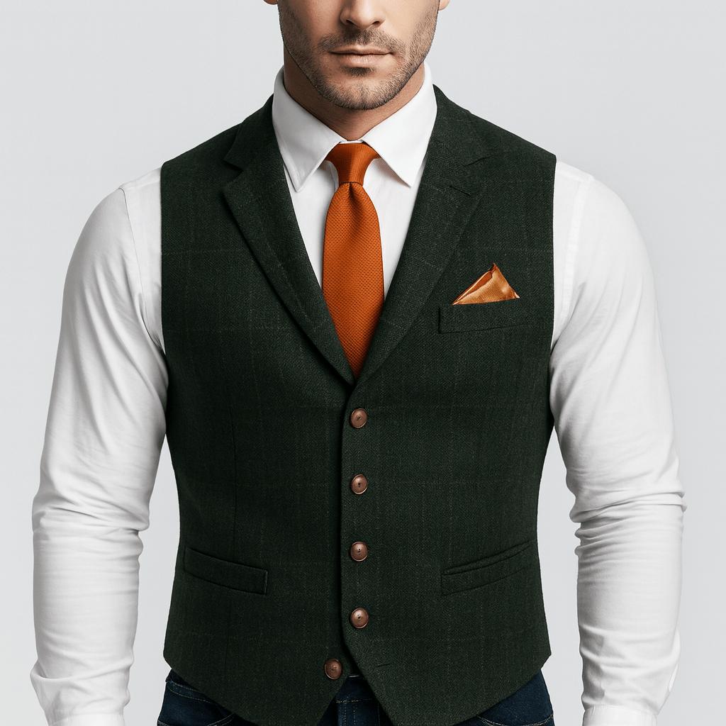 Jednorzędowa kamizelka o dopasowanym kroju dla mężczyzn – formalny wygląd