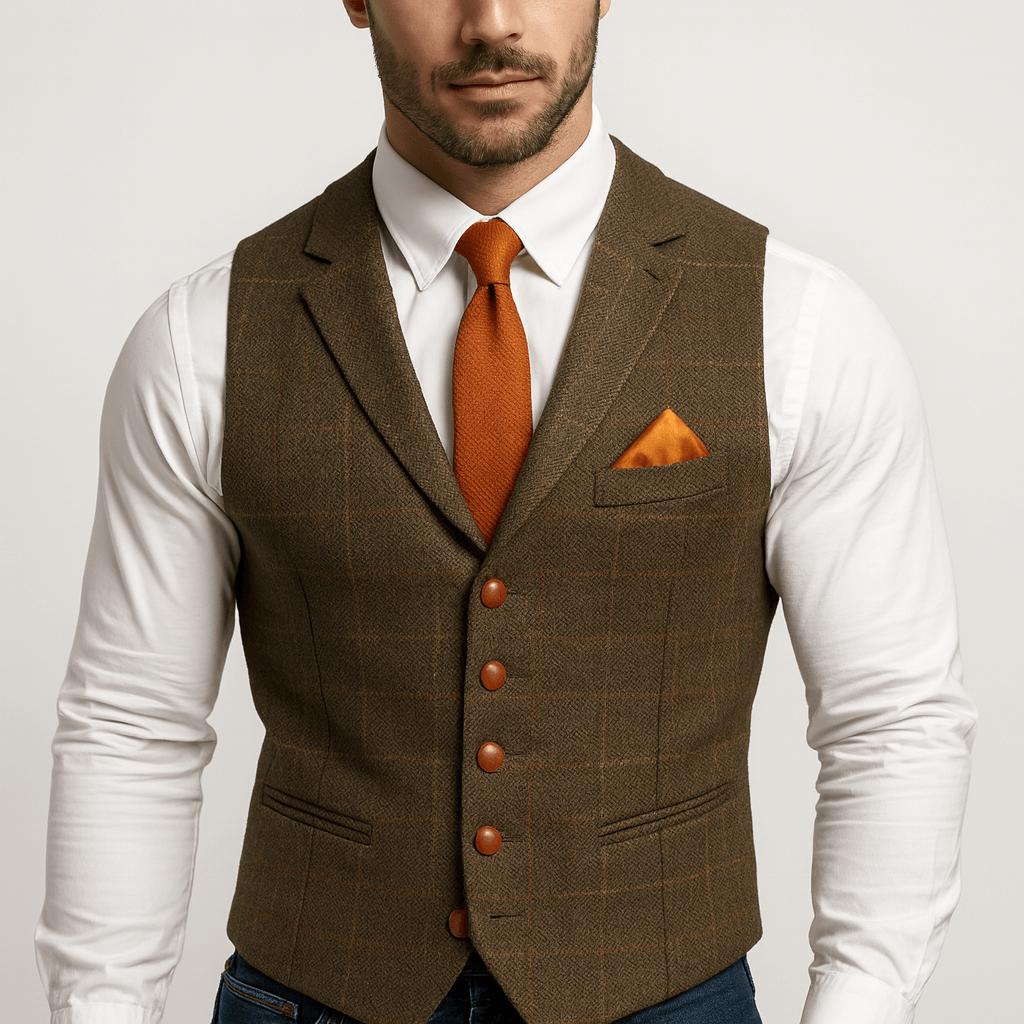 Jednorzędowa kamizelka o dopasowanym kroju dla mężczyzn – formalny wygląd