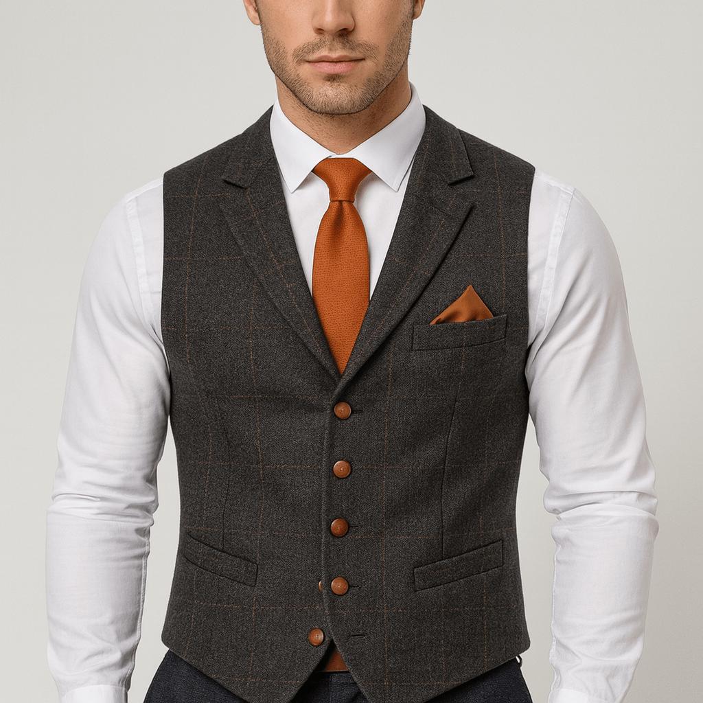 Jednorzędowa kamizelka o dopasowanym kroju dla mężczyzn – formalny wygląd