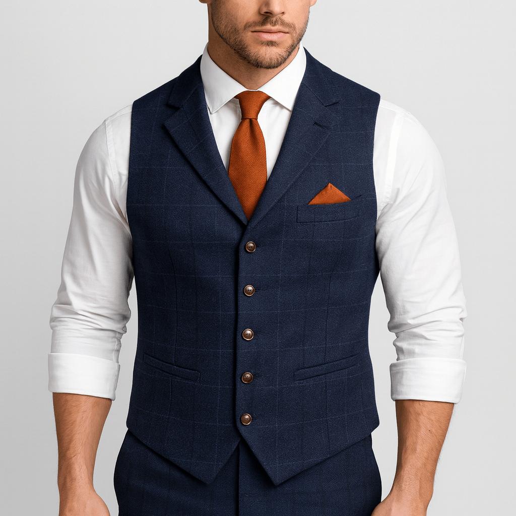 Jednorzędowa kamizelka o dopasowanym kroju dla mężczyzn – formalny wygląd