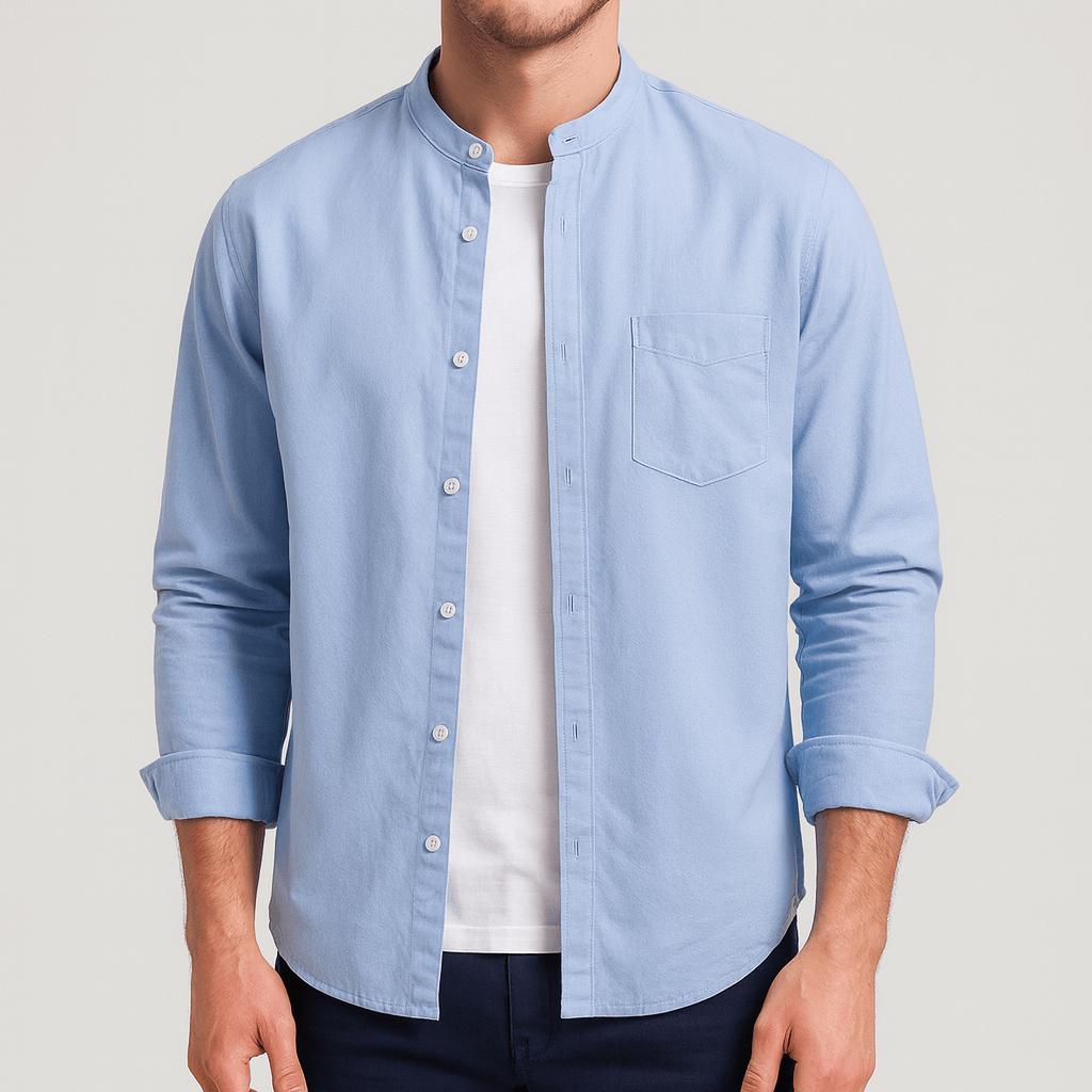 Koszula bawełniana z guzikami – swobodna, z długim rękawem dla mężczyzn