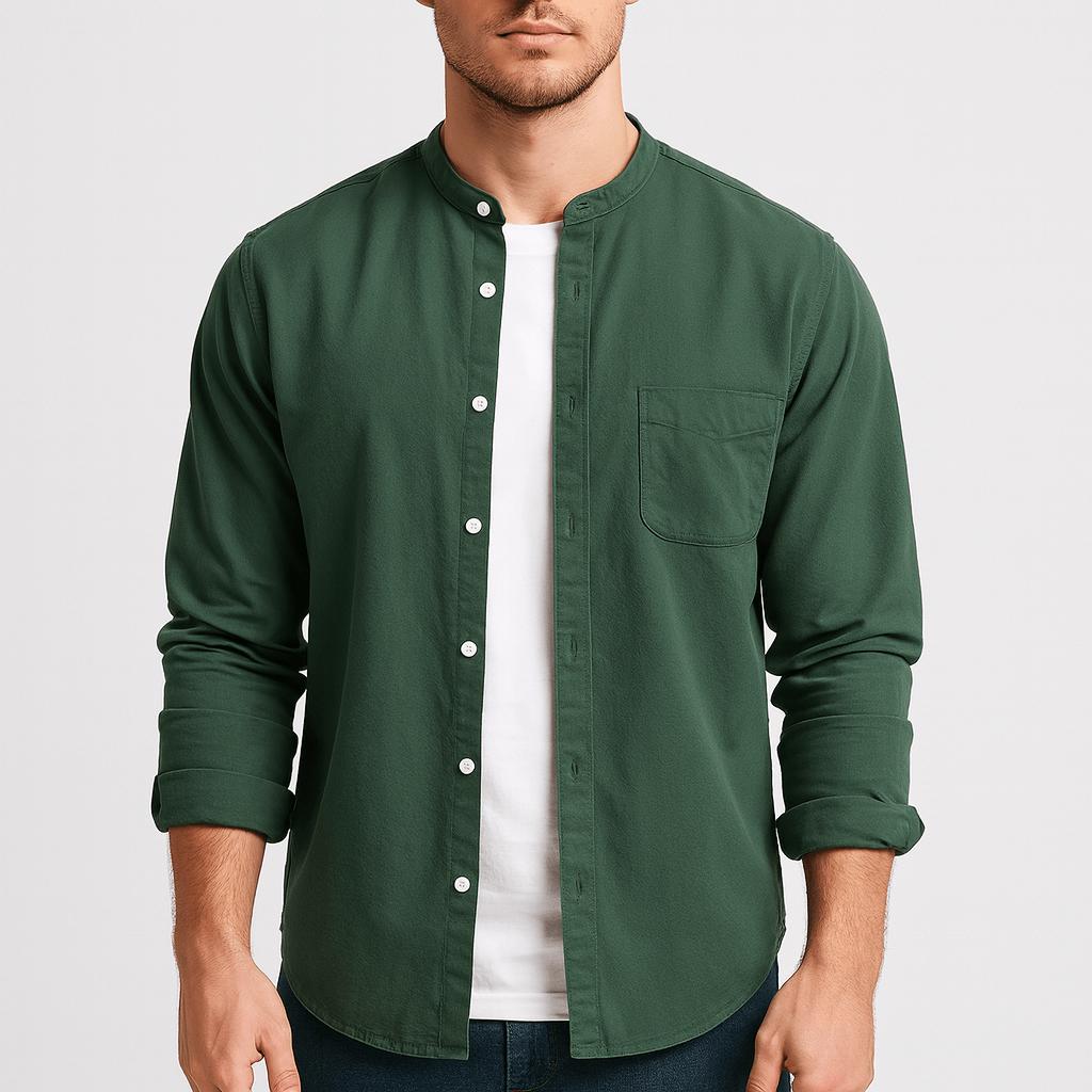 Koszula bawełniana z guzikami – swobodna, z długim rękawem dla mężczyzn
