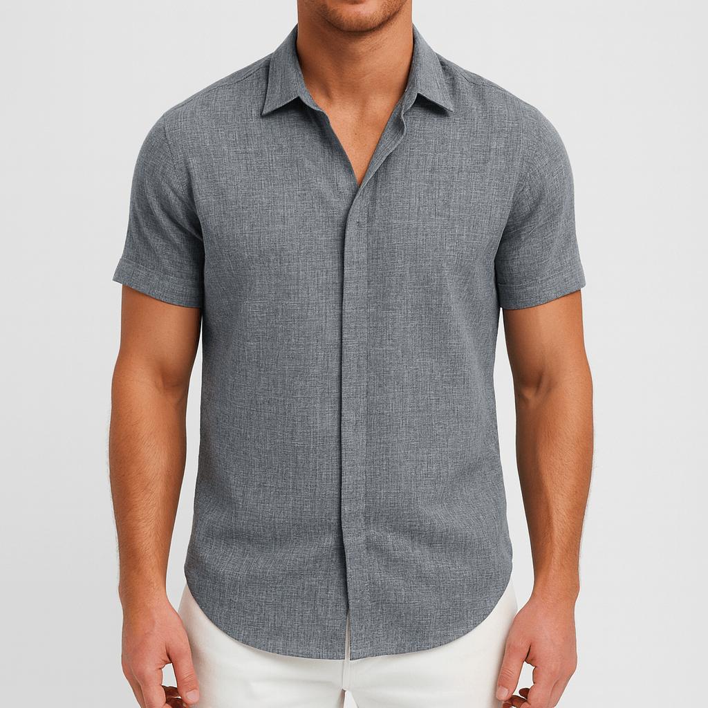 Koszula lniana z krótkim rękawem dla mężczyzn – przewiewny, letni design