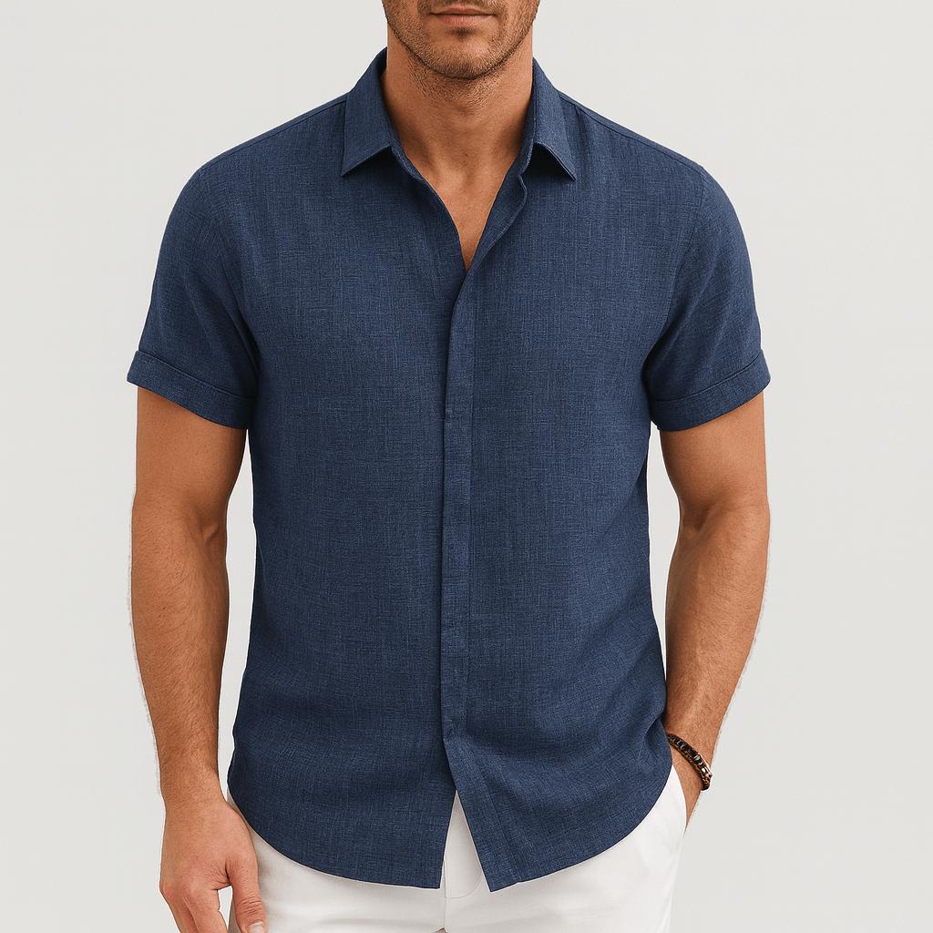 Koszula lniana z krótkim rękawem dla mężczyzn – przewiewny, letni design