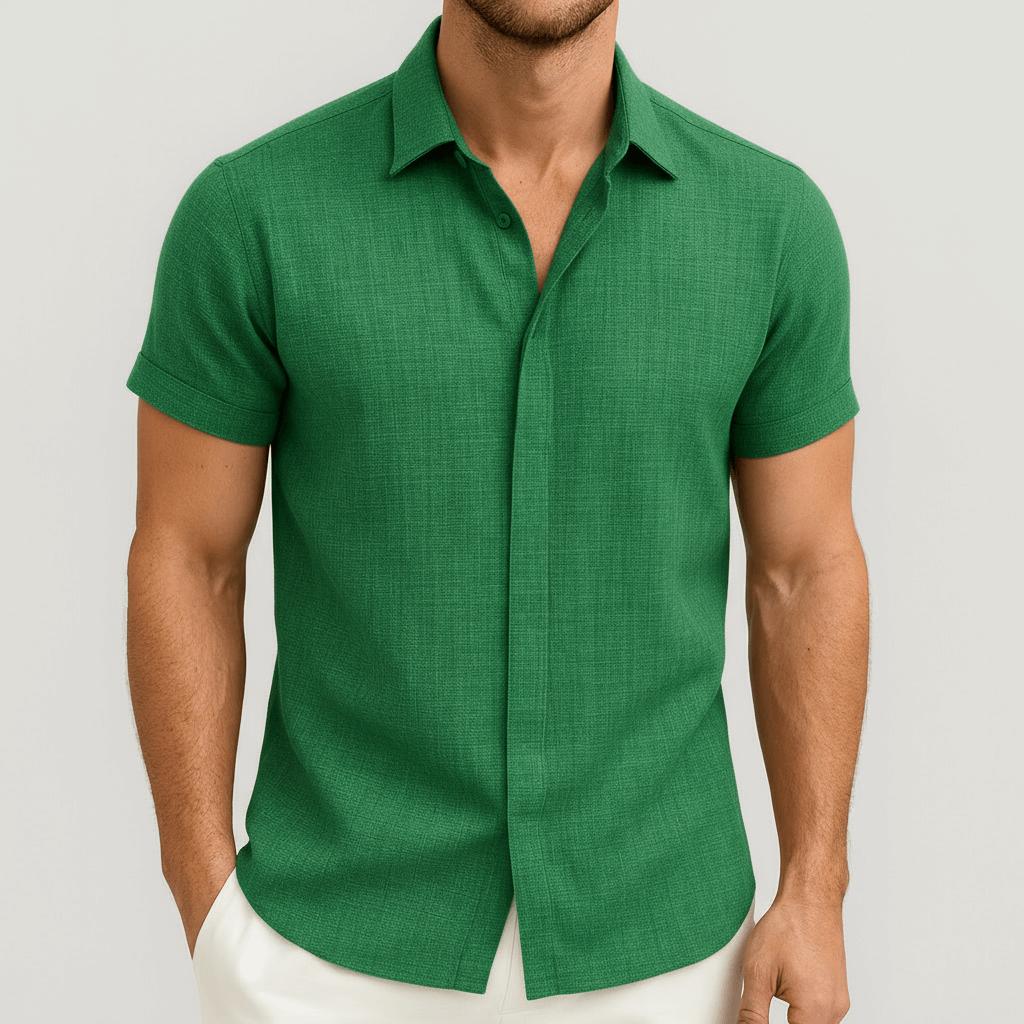 Koszula lniana z krótkim rękawem dla mężczyzn – przewiewny, letni design