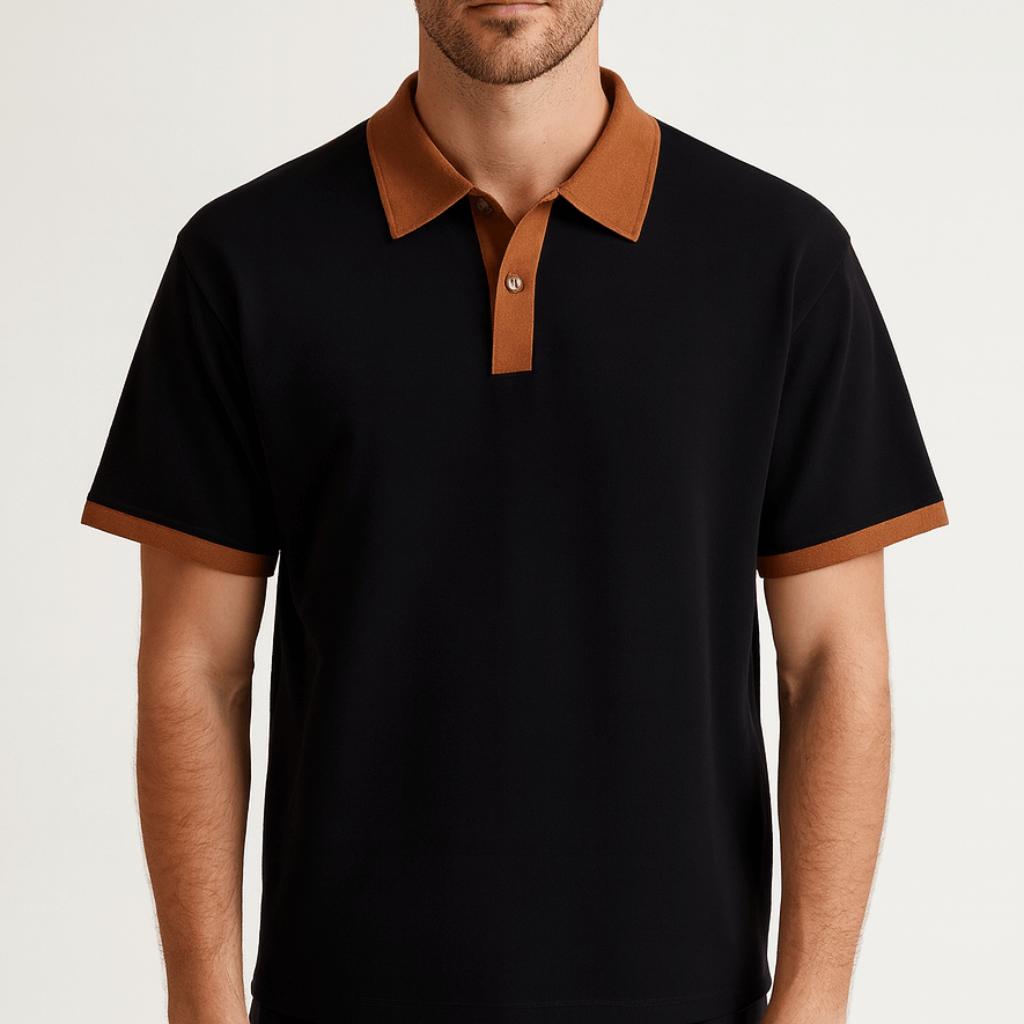 Koszulka polo z kontrastowym kołnierzykiem, luźnym krojem i eleganckim wykończeniem