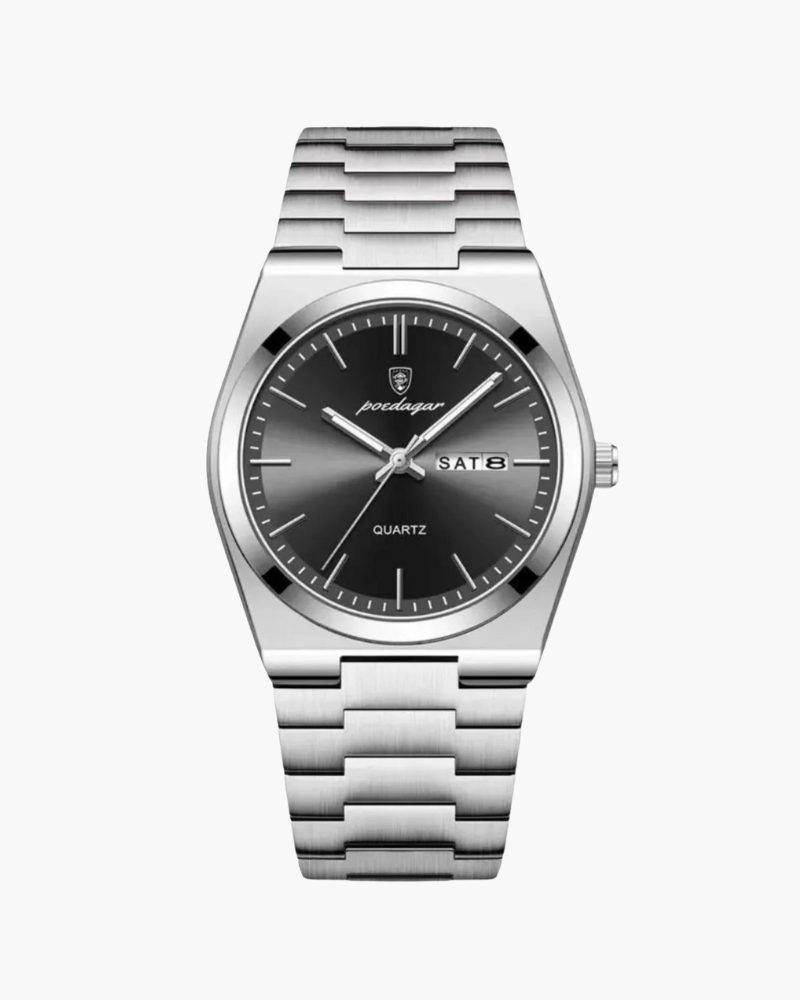 Zegarek Męski Stalowy 41 mm Czarny Kwarcowy z Chronografem i Wodoodpornością-4