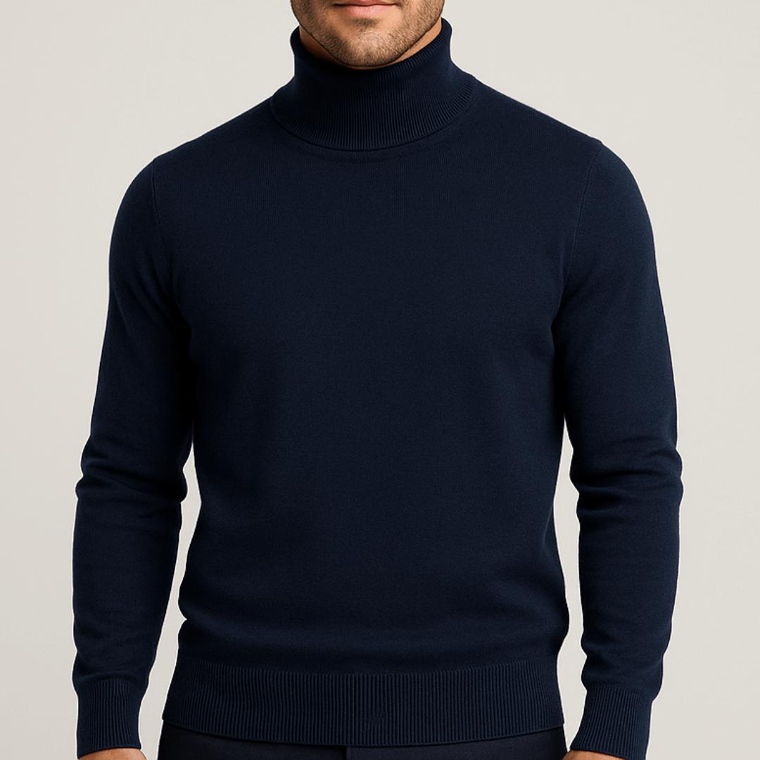 Lekki bawełniany sweter z golfem dla mężczyzn - Elegancki i ponadczasowy design