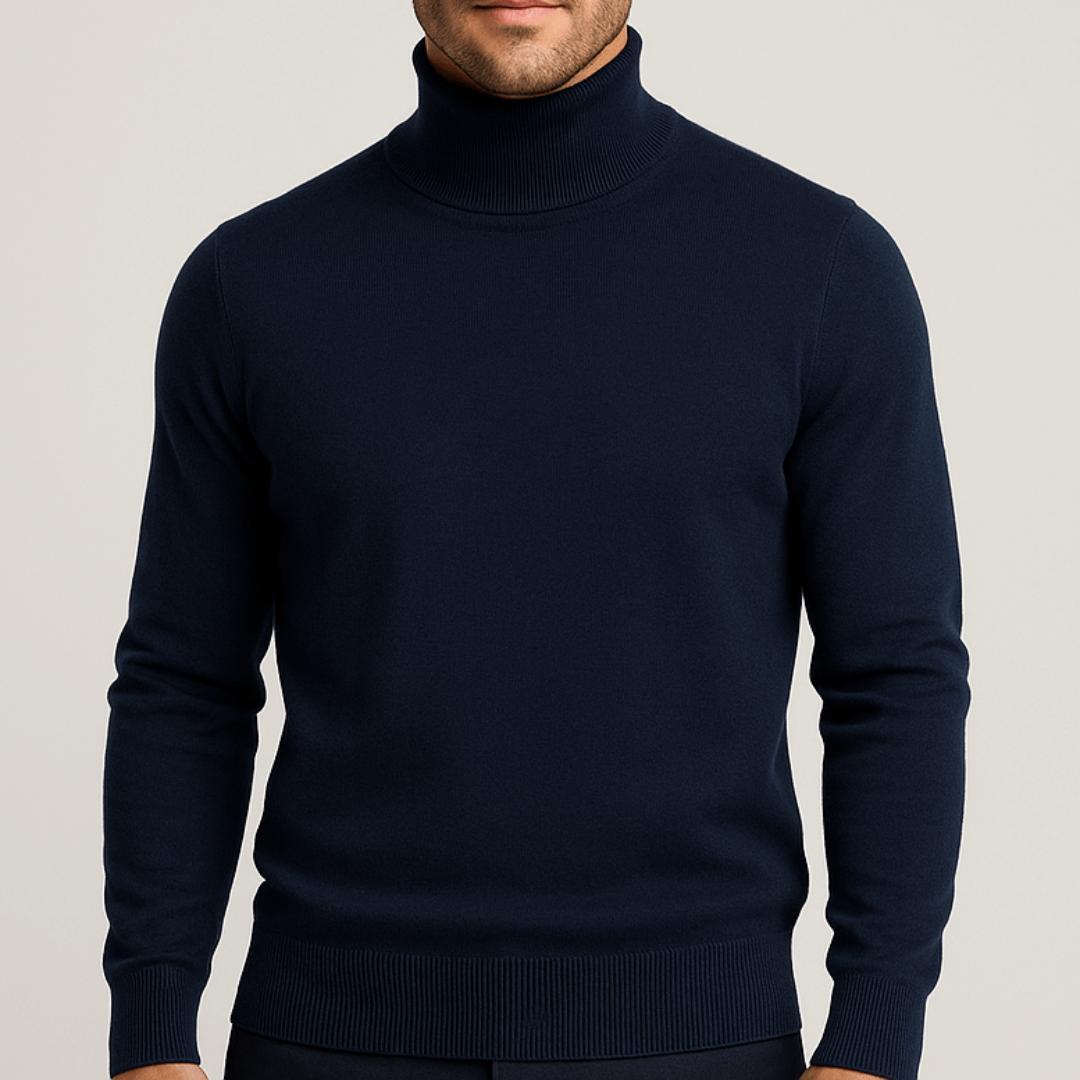 Lekki bawełniany sweter z golfem dla mężczyzn - Elegancki i ponadczasowy design