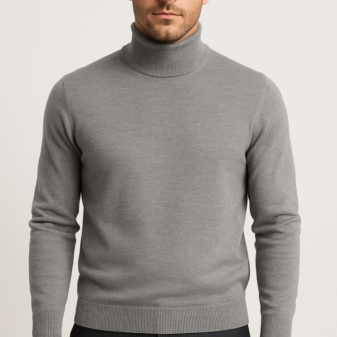 Lekki bawełniany sweter z golfem dla mężczyzn - Elegancki i ponadczasowy design