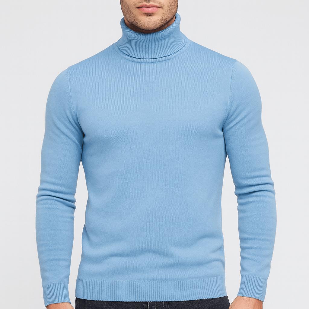 Lekki bawełniany sweter z golfem dla mężczyzn - Elegancki i ponadczasowy design