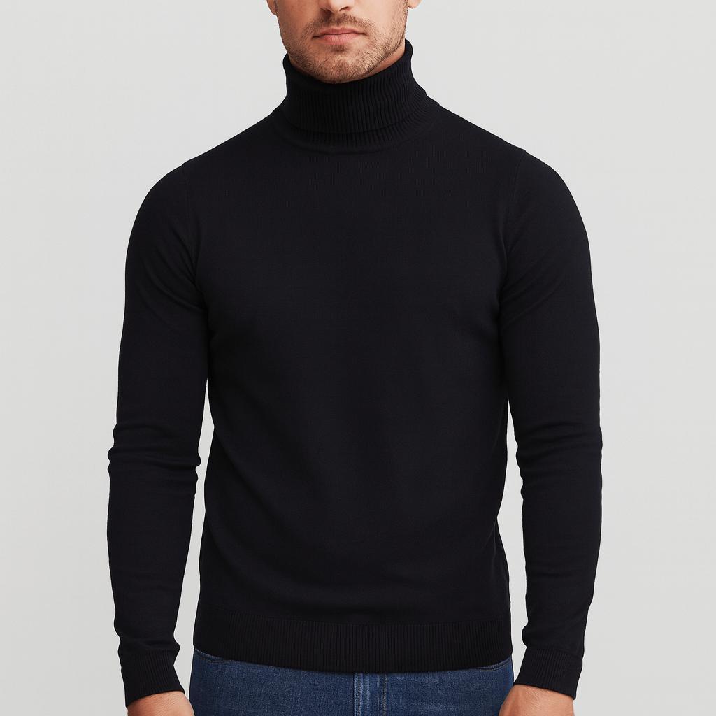 Lekki bawełniany sweter z golfem dla mężczyzn - Elegancki i ponadczasowy design