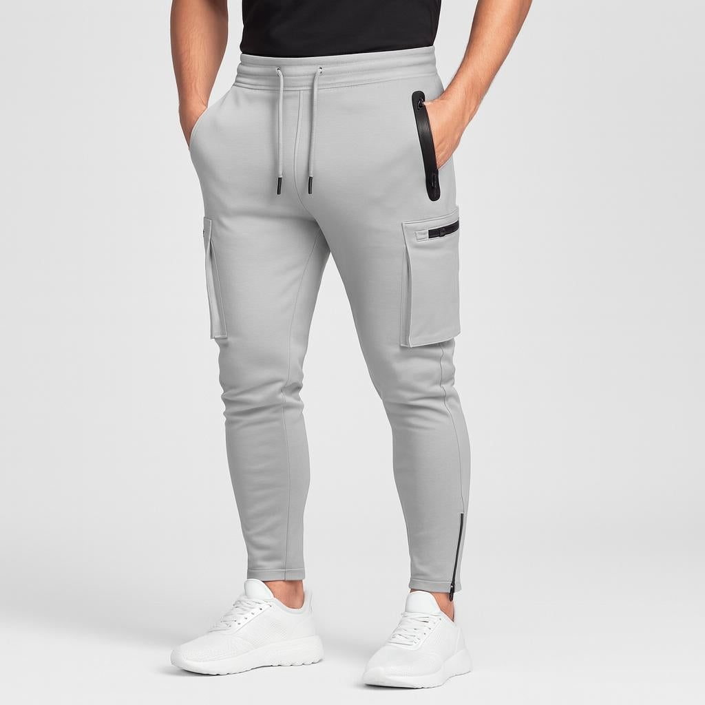 Lekkie, zwężane spodnie joggery z kieszeniami cargo dla mężczyzn