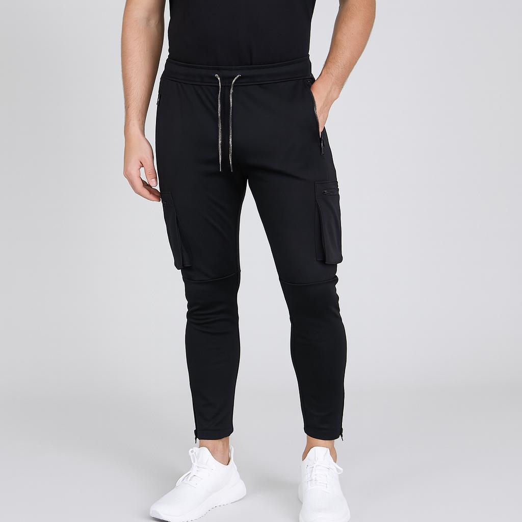 Lekkie, zwężane spodnie joggery z kieszeniami cargo dla mężczyzn