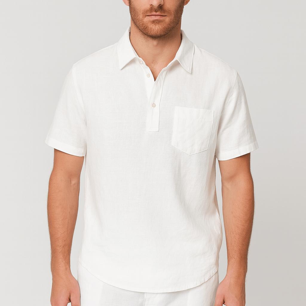 Lniana koszulka polo z lekką wygodą i swobodnym, swobodnym stylem