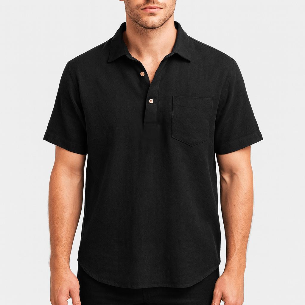 Lniana koszulka polo z lekką wygodą i swobodnym, swobodnym stylem