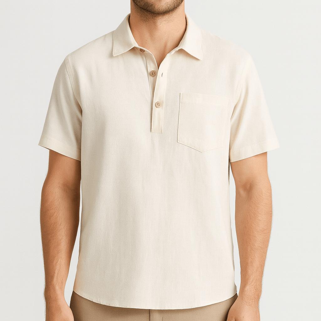 Lniana koszulka polo z lekką wygodą i swobodnym, swobodnym stylem