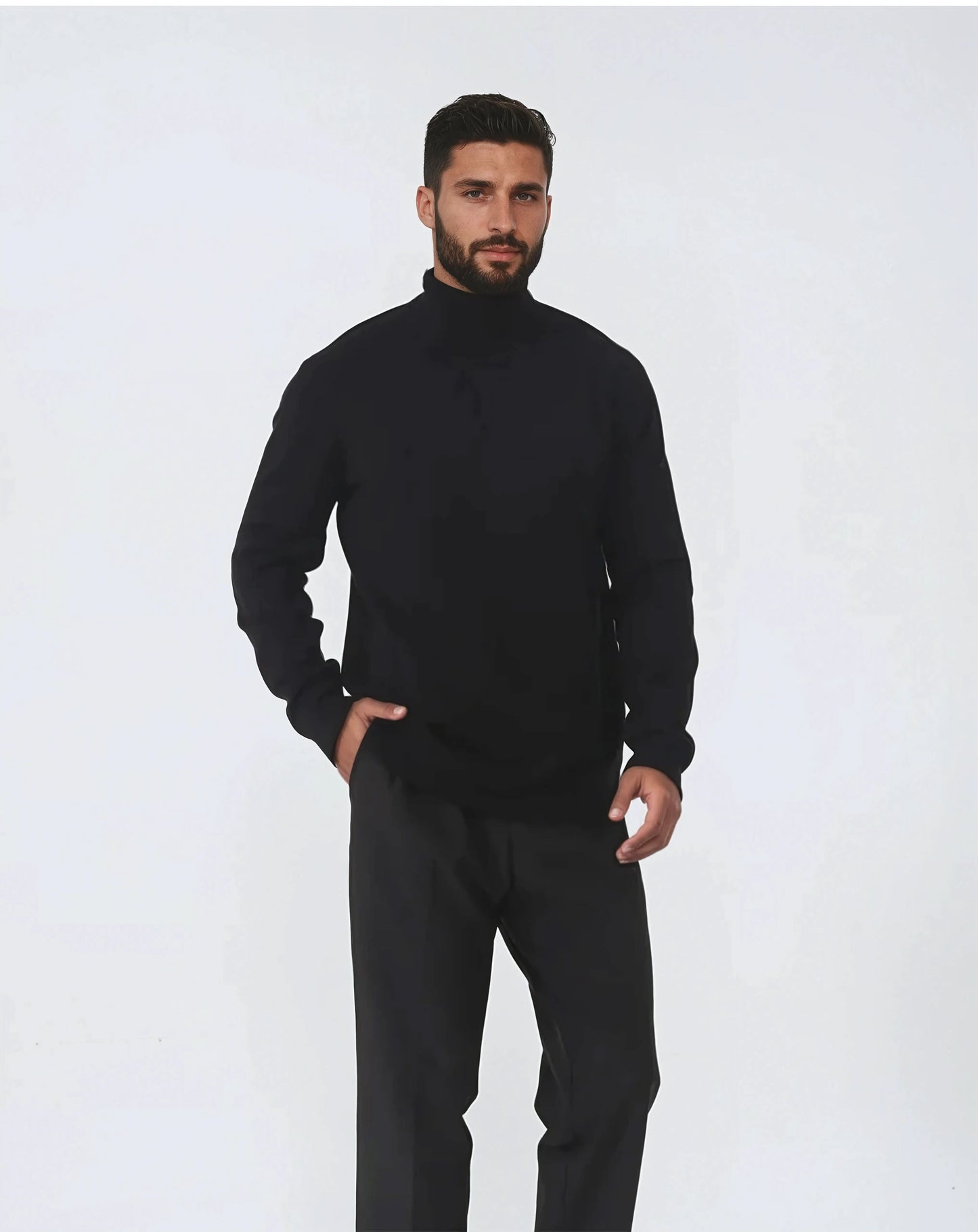 Męski Golf Merino Wełna Szary Rozmiar M Ciepły Sweter Golfowy-2