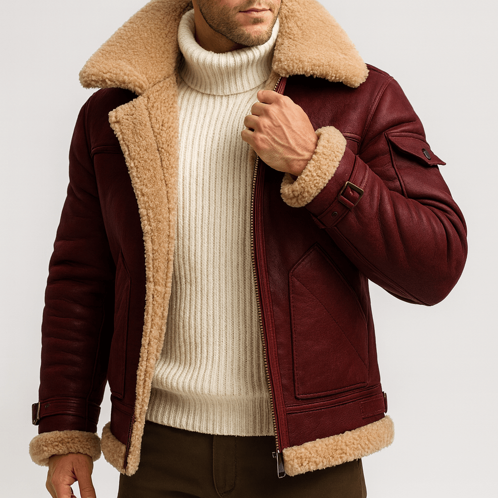 Noirski | Camel skórzana kurtka z kieszeniami