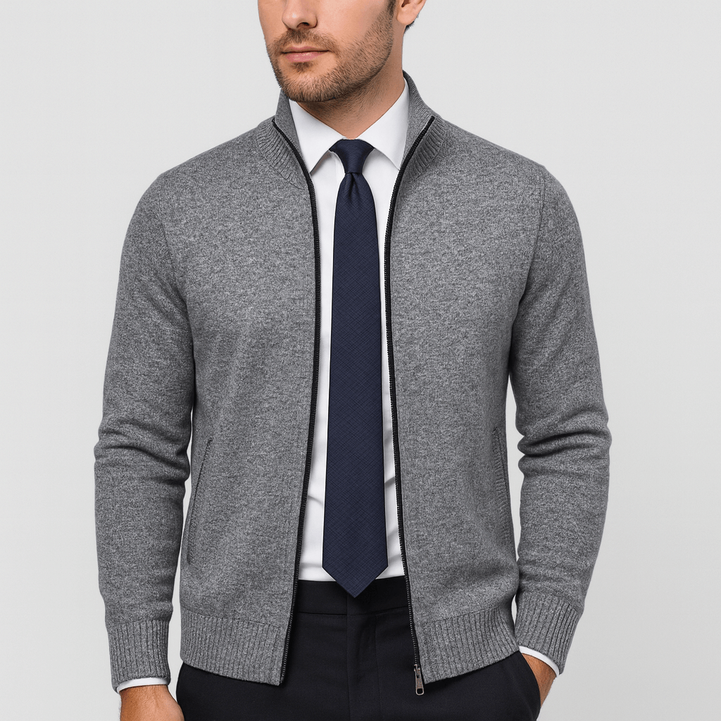 Noirski | Elegancki kardigan z wysokim kołnierzem