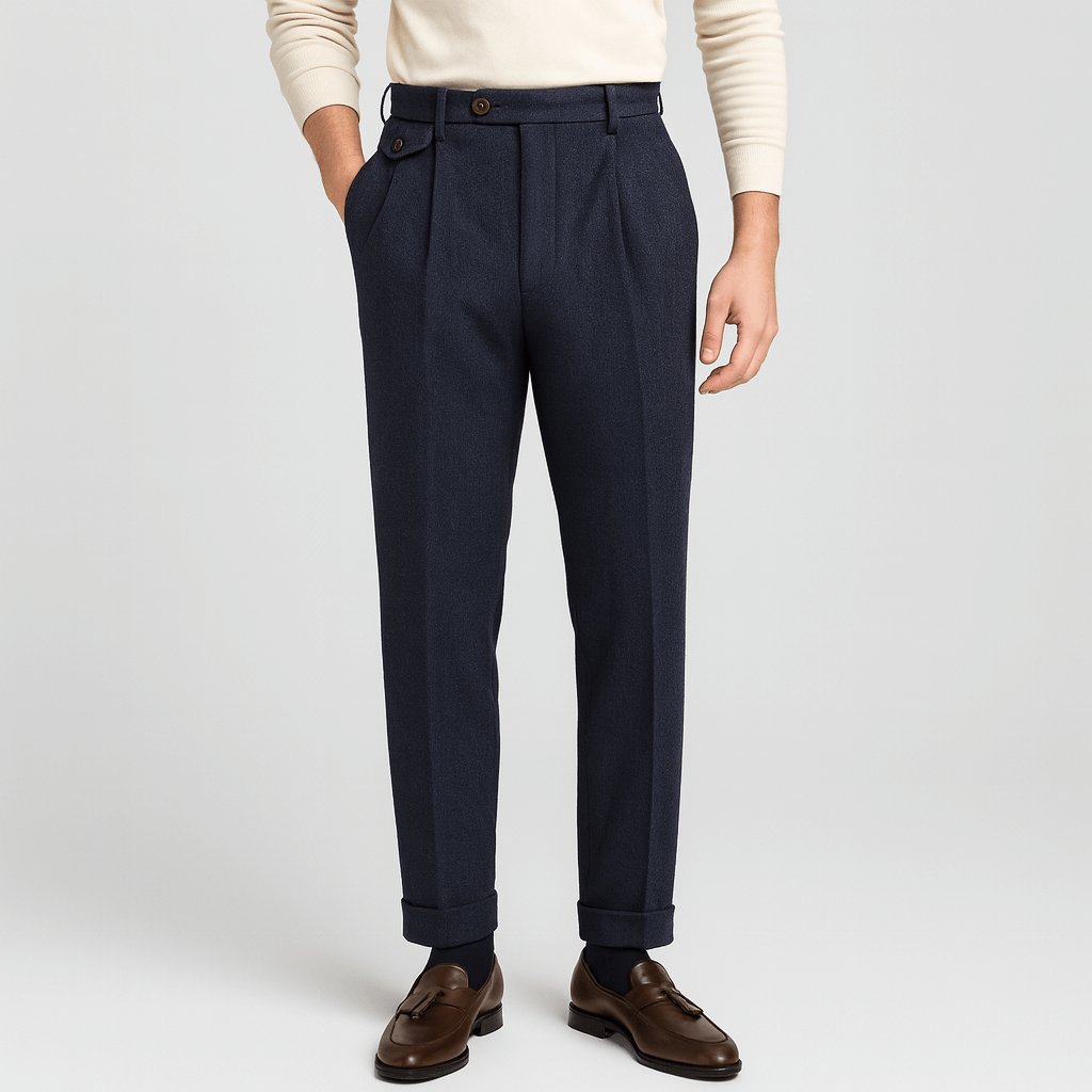 Noirski | Eleganckie, dopasowane spodnie z wełny z wysokim stanem