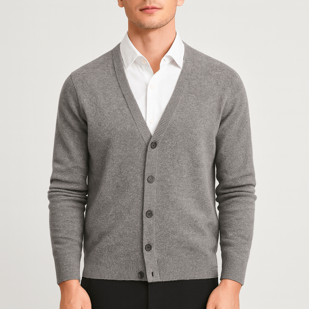 Noirski | Klasyczny długi kardigan z dekoltem w serek