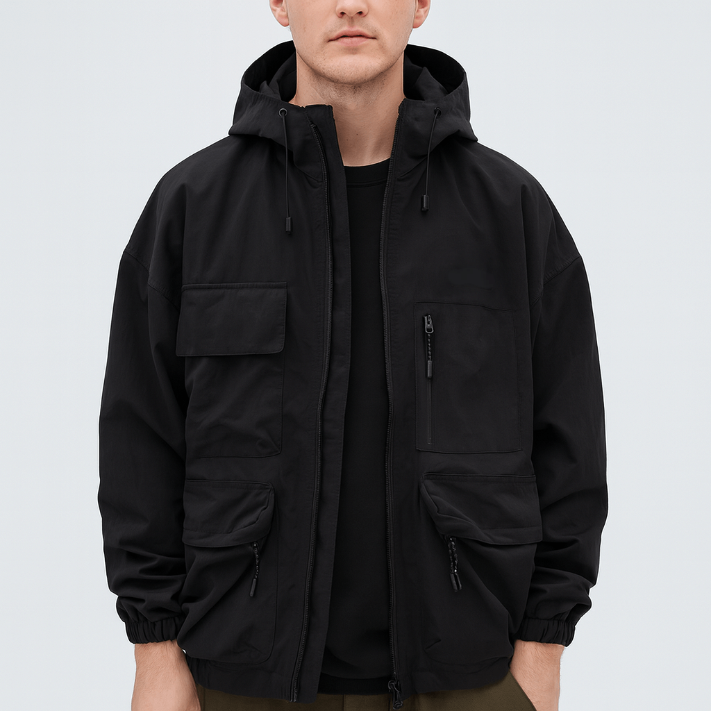 Noirski | Lekką wiatrówka z kapturem