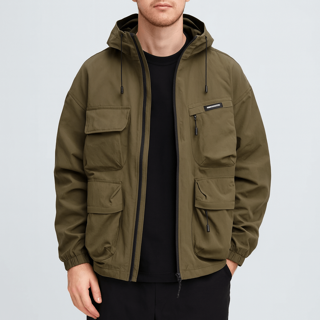 Noirski | Lekką wiatrówka z kapturem