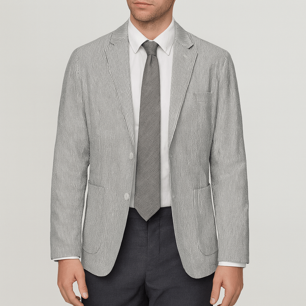 Noirski | Marynarka w paski z marszczeniami