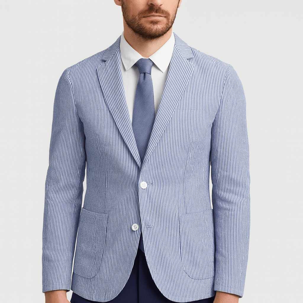 Noirski | Marynarka w paski z marszczeniami