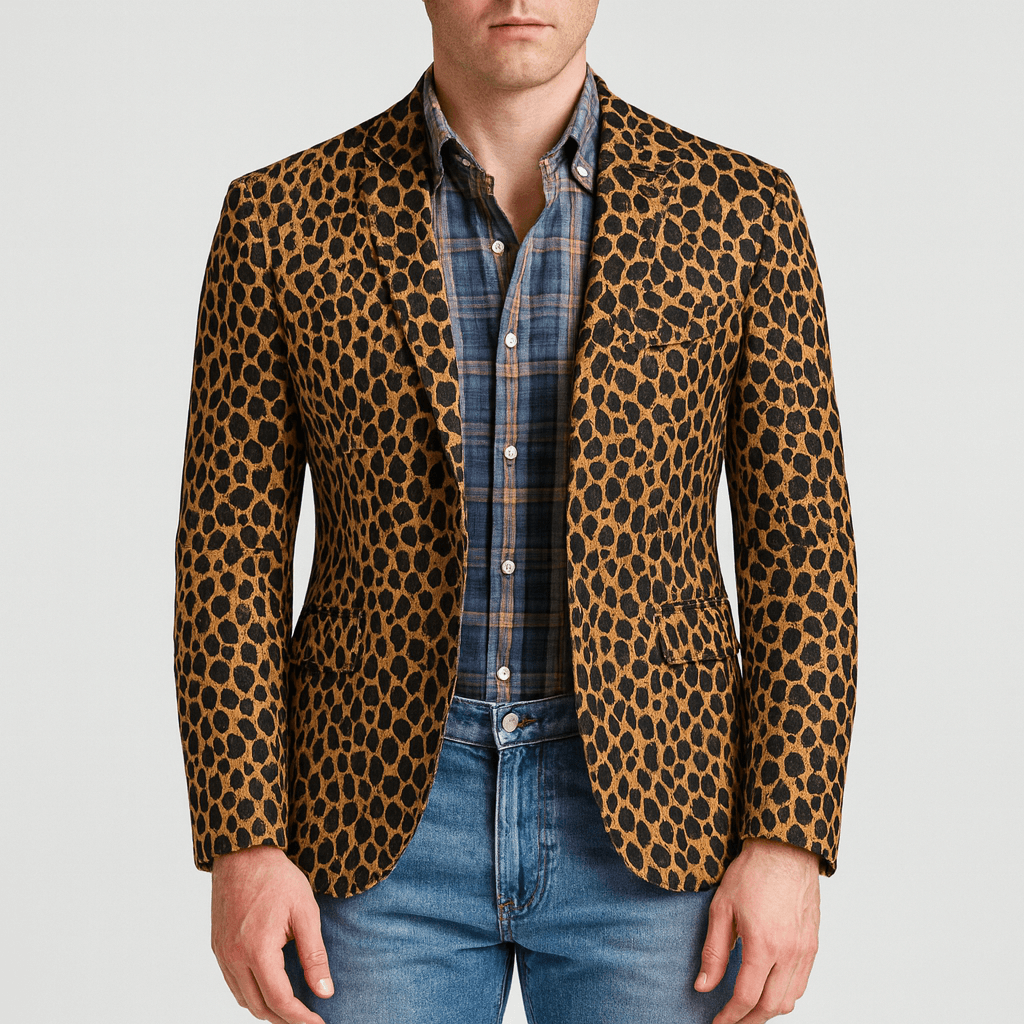 Noirski | Marynarka z mieszanki bawełny z nadrukiem w panterkę