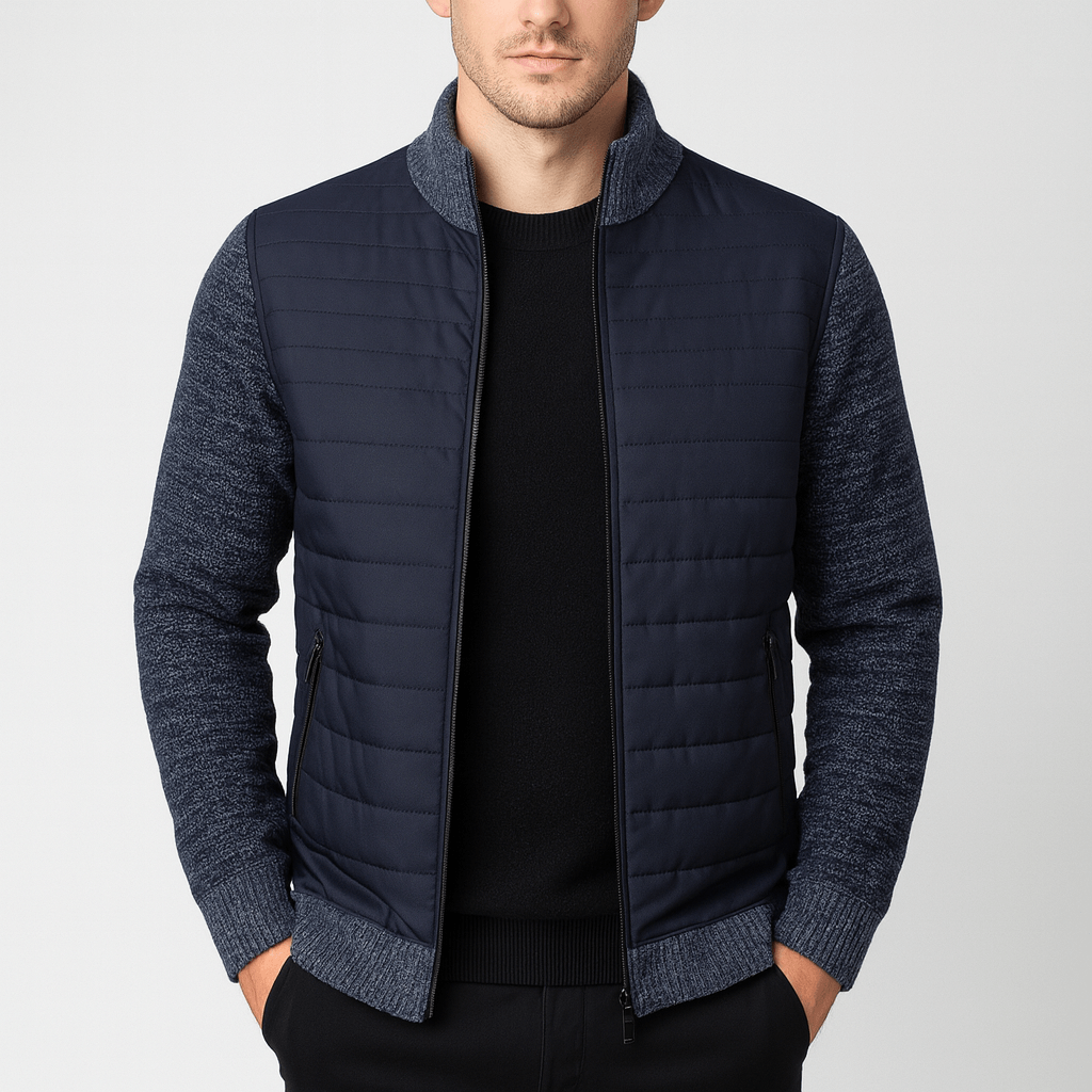 Noirski | Pikowany kardigan z dzianinowymi rękawami