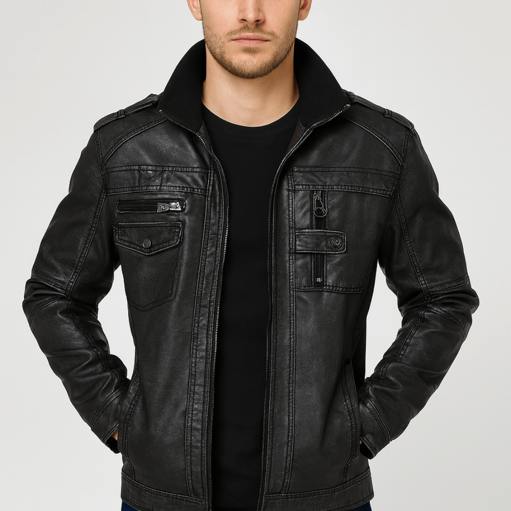 Noirski | Skórzana kurtka z praktycznymi kieszeniami