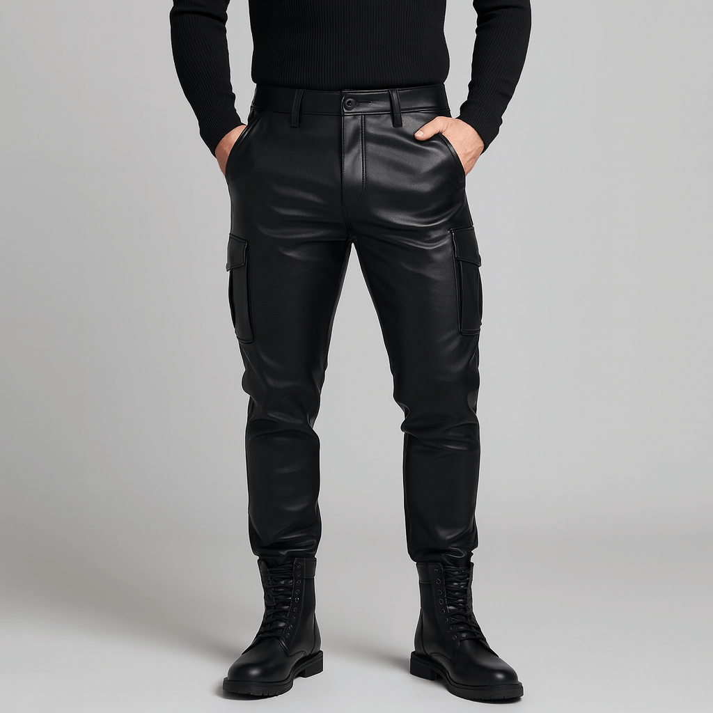 Noirski | Spodnie ze skóry PU o dopasowanym kroju