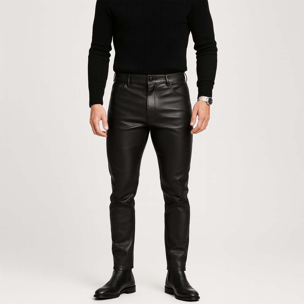 Noirski | Spodnie ze skóry PU o regularnym kroju
