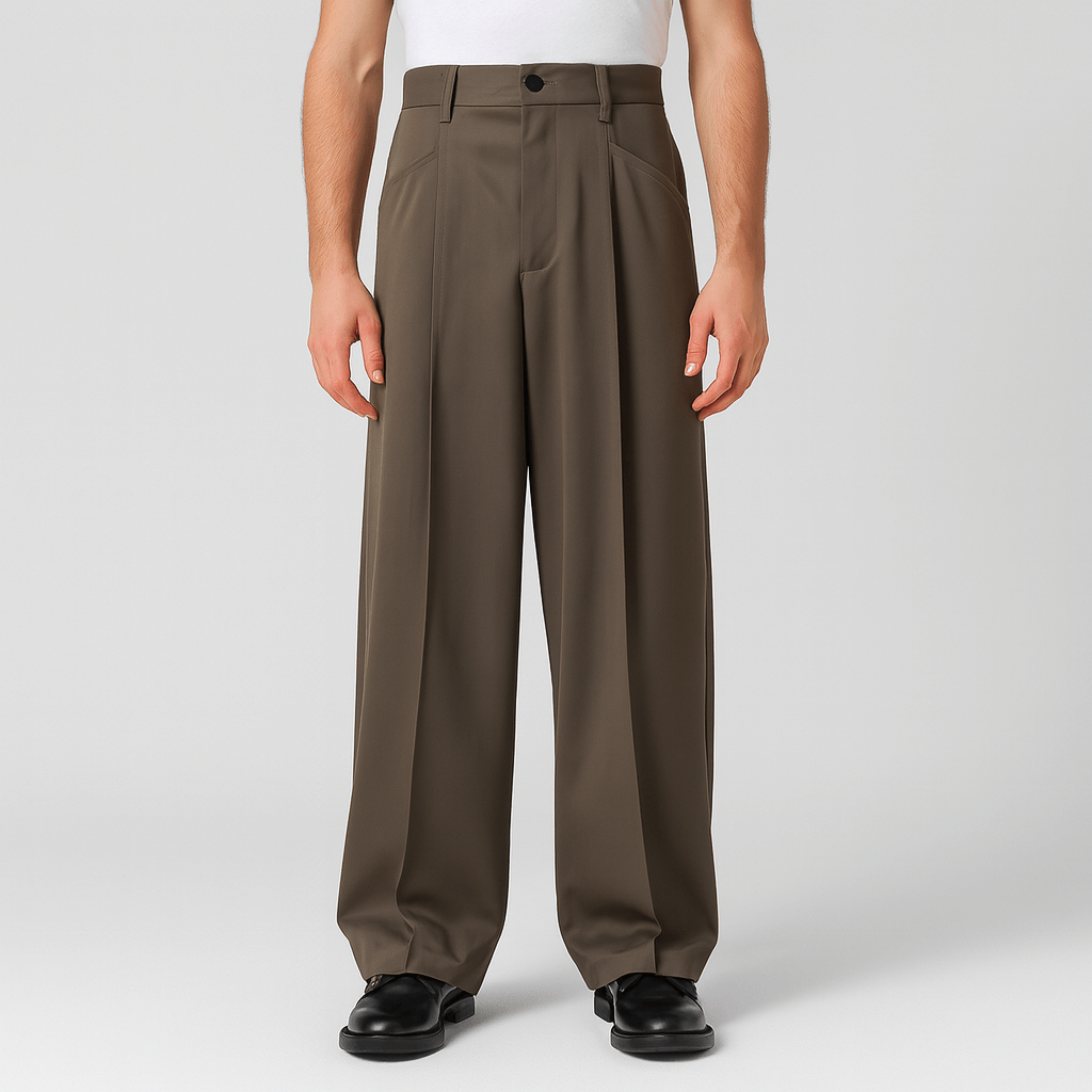 Noirski | Stylowe spodnie z szerokimi nogawkami i plisami