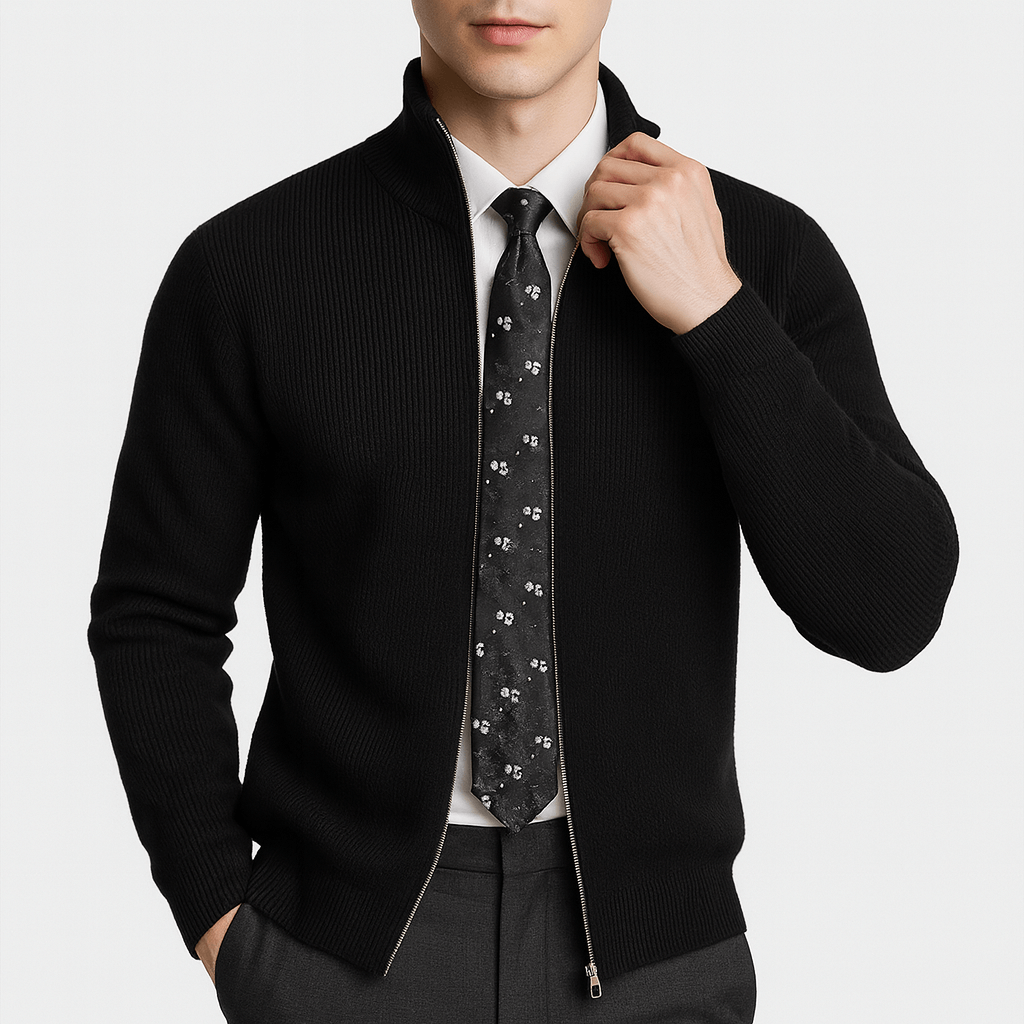 Noirski | Sweter dzianinowy z zamkiem błyskawicznym z przodu