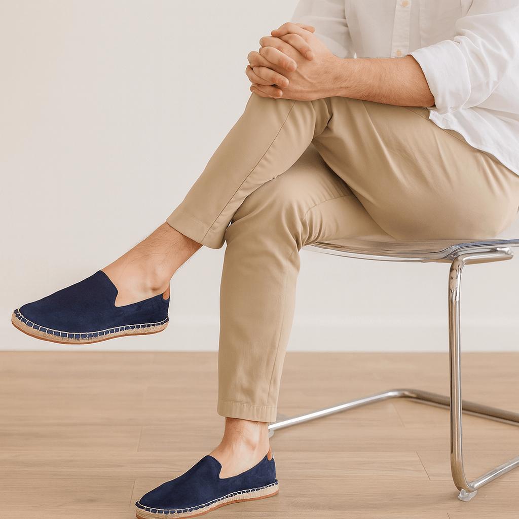 Oddychające i ręcznie robione mokasyny z lnianą podeszwą i płótnem