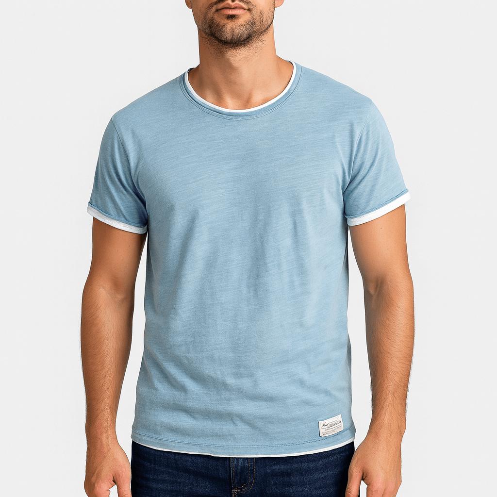 Podstawowa bawełniana koszulka z okrągłym dekoltem i krótkim rękawem dla mężczyzn