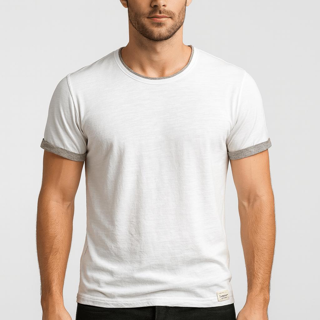 Podstawowa bawełniana koszulka z okrągłym dekoltem i krótkim rękawem dla mężczyzn
