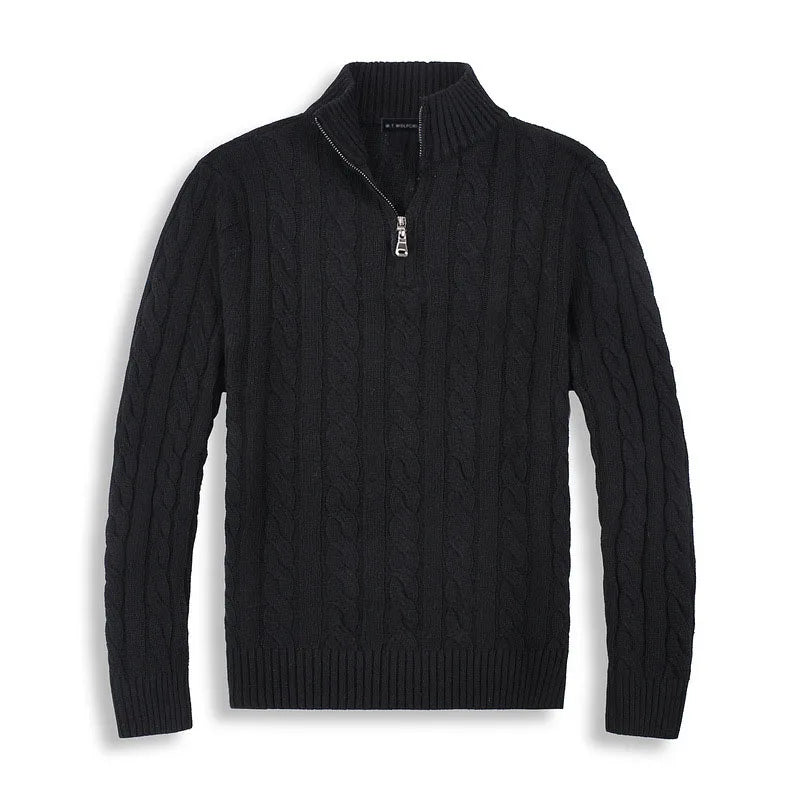 Sweter męski z zamkiem błyskawicznym prążkowanej bawełny z zamkiem do połowy