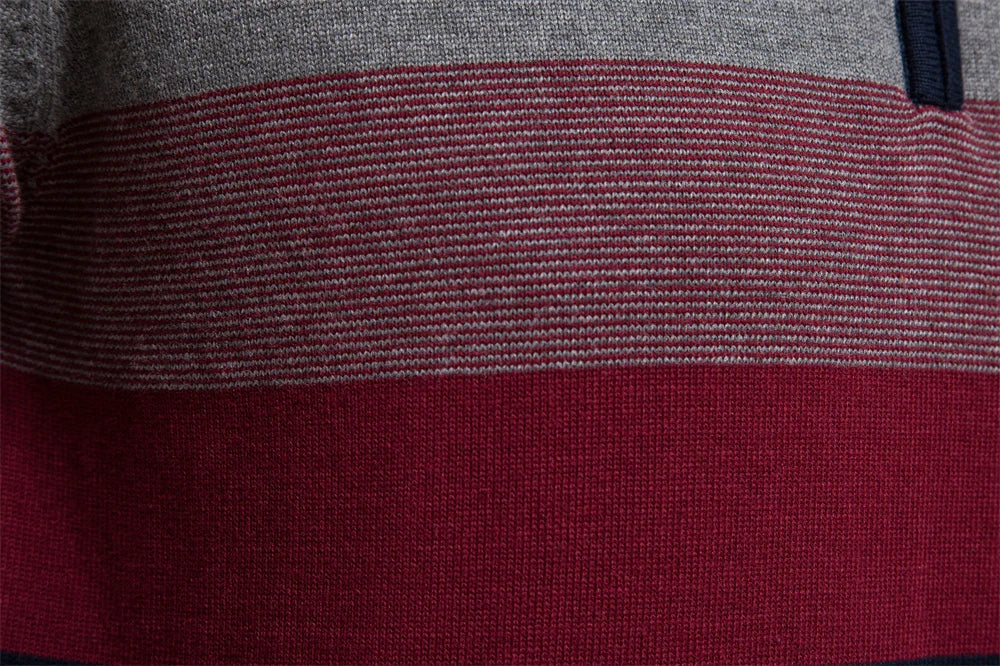 Sweter w paski z mieszanki bawełny z zamkiem błyskawicznym na ćwierć długości