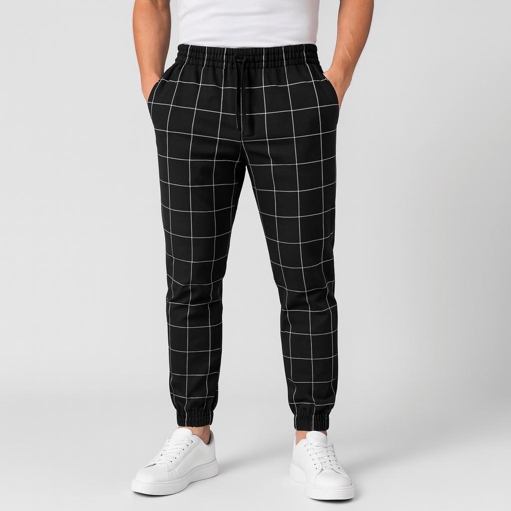 Spodnie chino w kratę dla mężczyzn - luźny krój, codzienny styl i wygoda