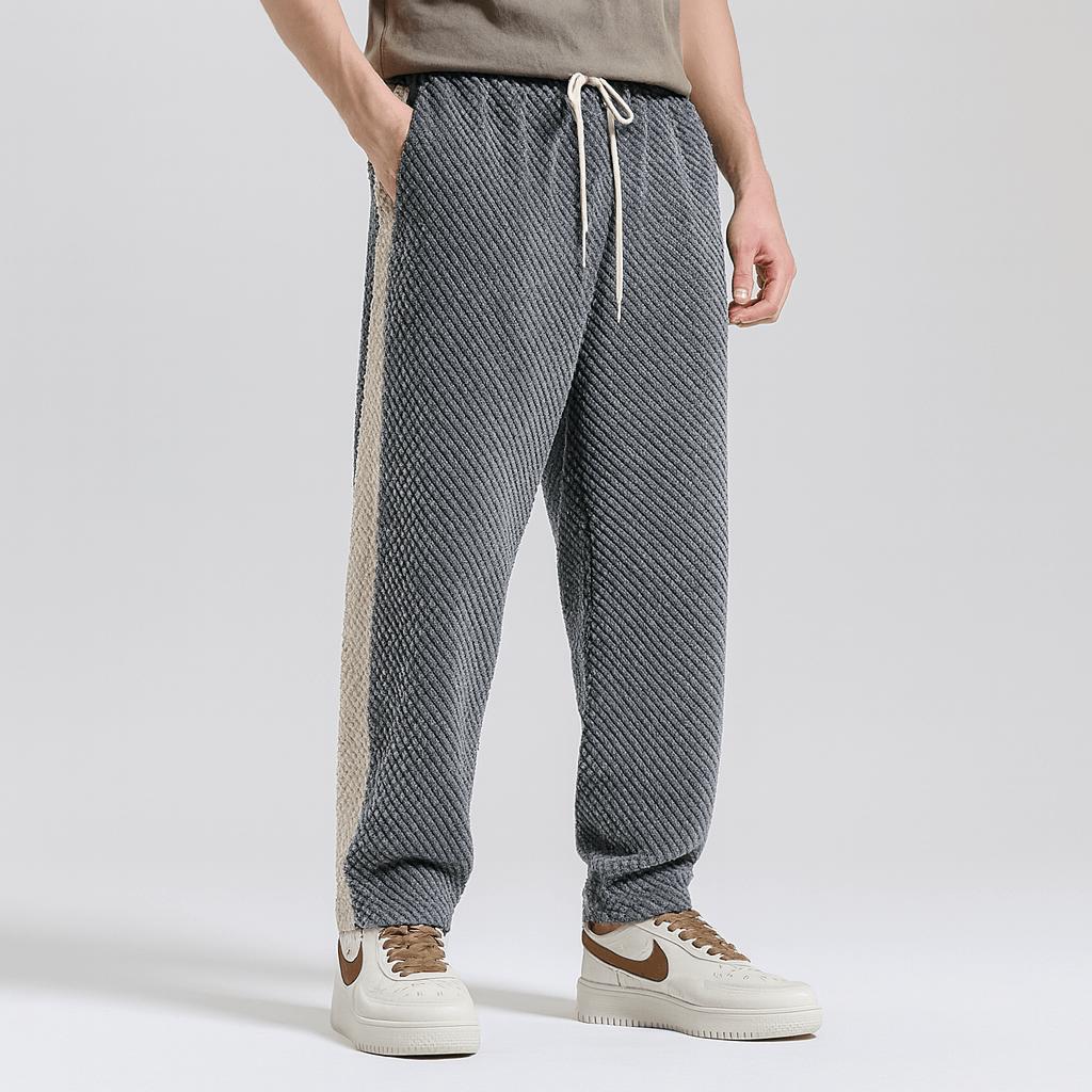 Spodnie dresowe z waflowym splotem i sznurkiem ściągającym – męskie, codzienne