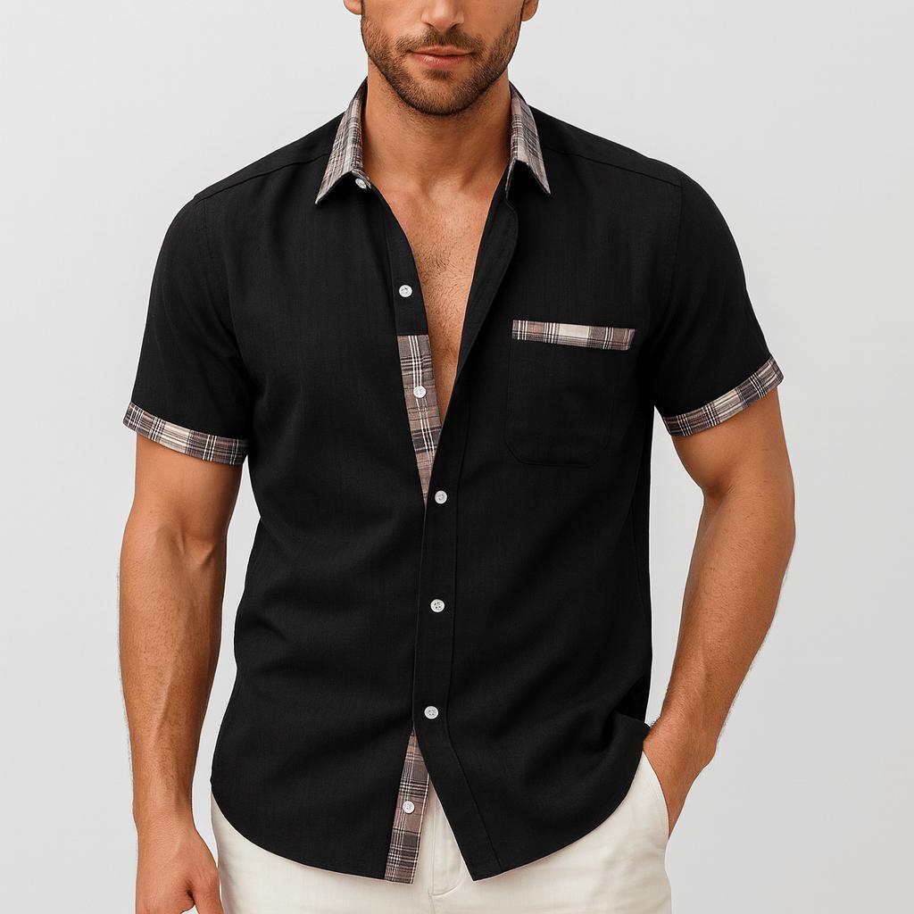 Stylowa koszula męska z krótkim rękawem i zapięciem na guziki