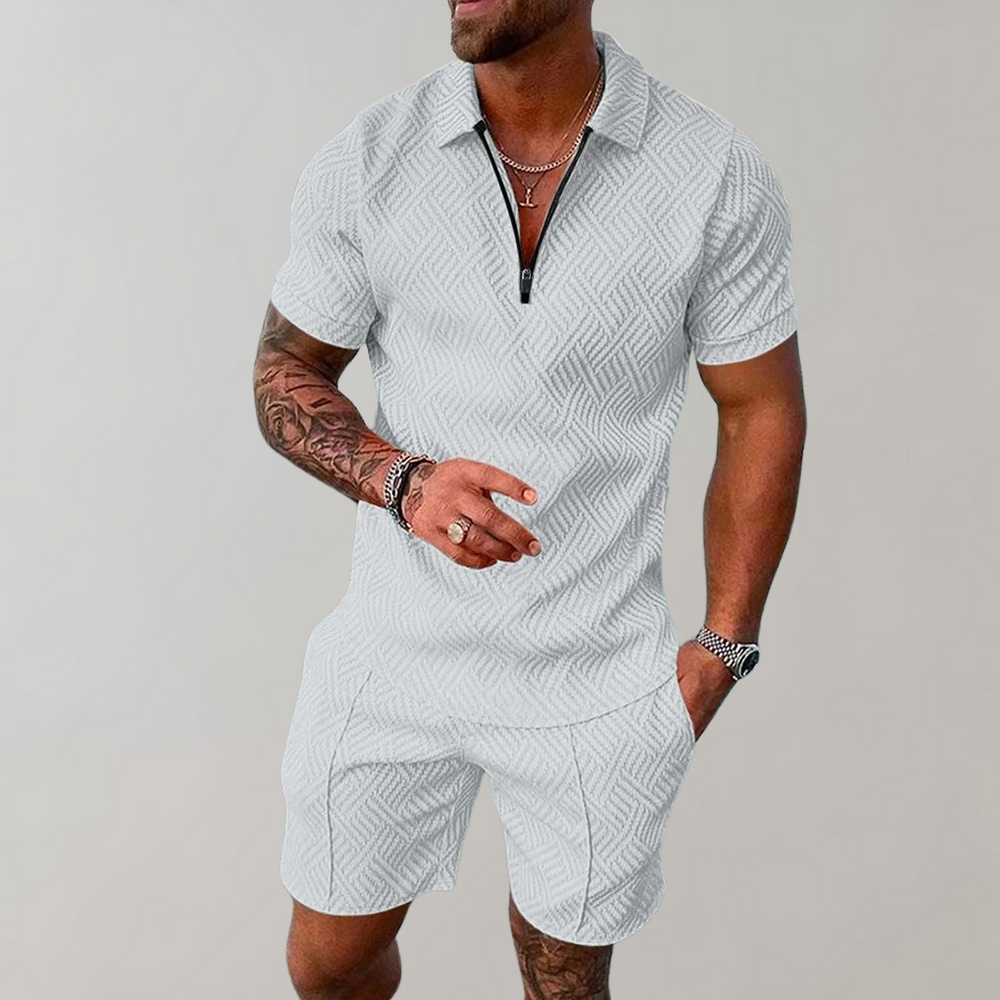 Stylowy zestaw | Koszulka polo z zamkiem i szorty 3