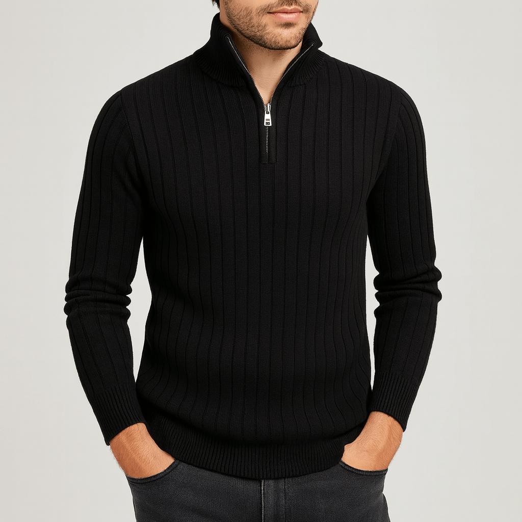 Sweter z bawełny z zamkiem błyskawicznym do połowy – wysoki kołnierz