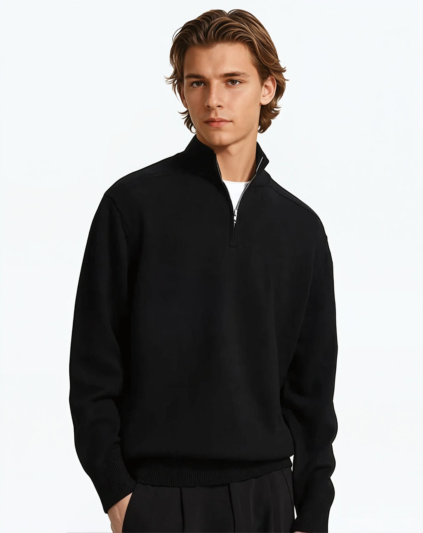 Męski Sweter Merino Wełna Zamek Błyskawiczny Rozmiar M Elegancki Ciepły-4